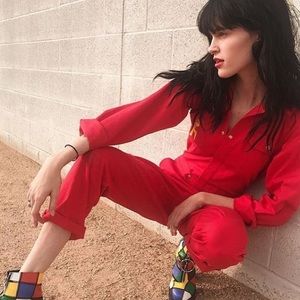 Red Utility Jumpsuit